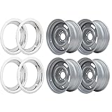 Speedway Motors GM Style 15x7' Rally Wheel Set, 4.25' Backspacing, RWD, Silver Finish, 70's Inspired Polished Steel Rings, Direct 5 on 4.75' Bolt Pattern, Set of 4