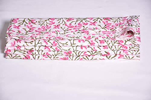 Image of Floral Printed Cotton Cloth Materiel Natural Fabric Running Jaipuri Hand Block Printed Women Dress Material Kurtis Natural 44 inch Inches Width Pink (2 Meter)