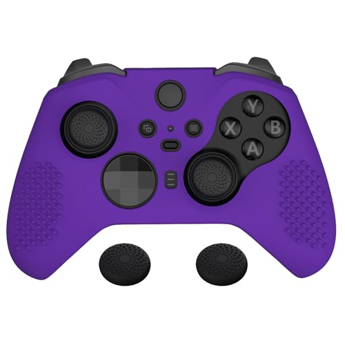 eXtremeRate PlayVital Purple Soft Anti-Slip Silicone Cover Skins for Xbox One Elite Controller Series 2, Custom Protective Case for Xbox Elite Series 2 Core Controller with Thumb Grips