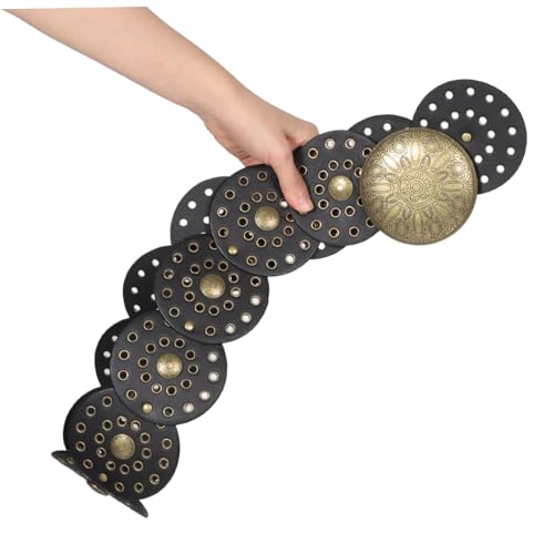 Vintage Concho Belt for Women Stylish Hollow Out Leather Disk Waist Belt Versatile Western Style for Casual and Dressy Outfits Comfortable Durable Design3