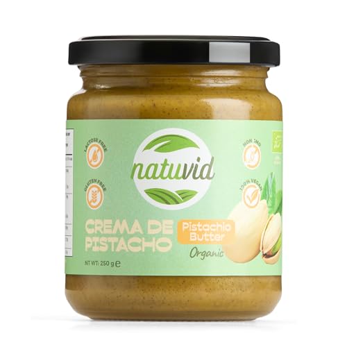 Crema de Pistacho BIO Natuvid 100% Natural – Sin Azúcar Añadido, Sin Gluten, Sin Lactosa – Vegana – Sin Aditivos ni Aceite de Palma – 250g