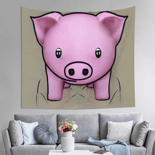 Tapiz de cerdo rosa para pared de 60x51 pulgadas, ideal para decorar un dormitorio estético
