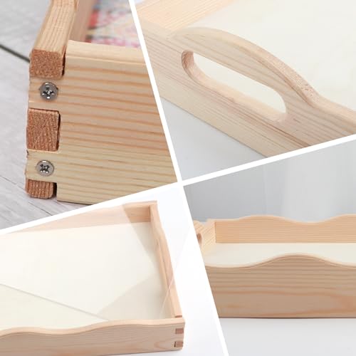 Image of DIY Diamond Art Tray with Handle Diamond Art Painting Plate Creative Design Handmade Wooden Tray Mosaic Making Kits by Number Kits Diamond Art for Coffee Living Room Home Organizer (Peacock)