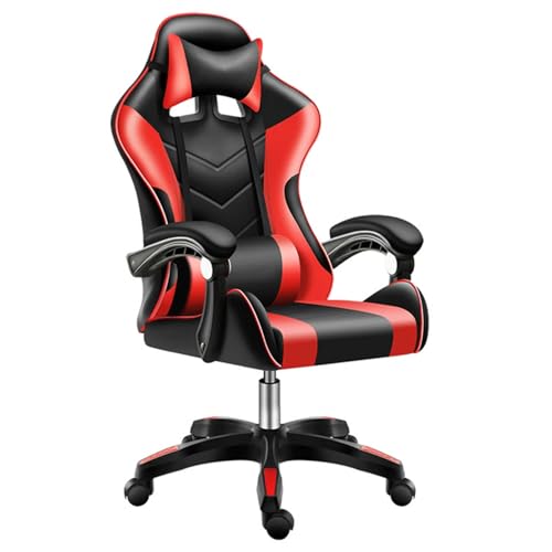 Silla para Videojuegos, Silla de Oficina Resistente con Soporte Cervical y Soporte Lumbar con Masaje, Silla ergonómica de Cuero para Escritorio de Ordenador con Respaldo Alto para Oficina en casa