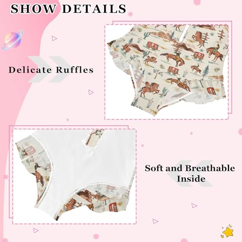 Image of Western Cowboys Rodeo Wild West Baby Girl Bathing Suit Long Sleeve UPF 50+ One Piece Toddler Swimsuit Size 5-6t