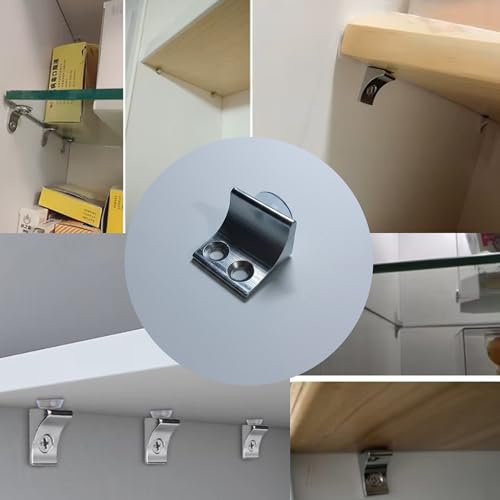 Image of Atlantic Glass Shelf Right Angle Fixing Clip Bracket Aluminium with Suction Cup (Silver, Standard Size) -Pack of 40 Pieces