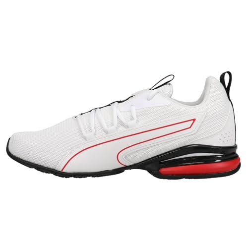 PUMA Puma Men's Axelion NXT Running Shoe, White-High Risk Red-Black, 7.5