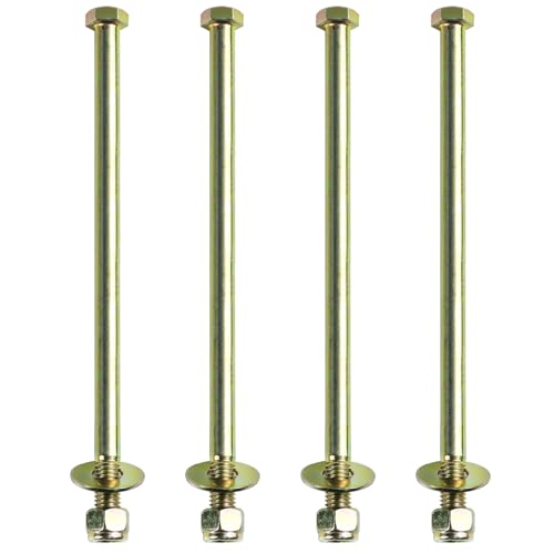 Image of 1 /2 inch x 10 inch Hex Head Bolt by Color Galvanization with Nylon Lock nut and Large Size Washer Assortment Kit,Alloy Steel,Grade 5.(4pcs Pack)