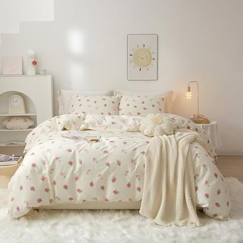 VClife Cute Strawberry Queen Duvet Cover Set Cover