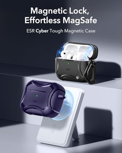 Image of ESR for AirPods Pro 3 Case (2025), Compatible with Airpods Pro 3rd Generation (USB-C Cable), Magnetic Lid, MagSafe Ready, Powerful Drop Protection, Cyber Series, Purple