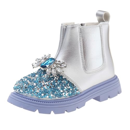 Kids Girls Glitter Rhinestone Princess Dress Boots Cute Side Zipper Ankle Boots Wedding Birthday Performance Shoes
