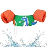 HeySplash Kids Swimming Vest, Toddler Floaties Fit 22-55 Lbs, Puddle Kids Jumper with Adjustable Strap, Swim Jacket Water Wing Baby Arm Floats,Sea Beach Swim Aid for Boys Girls, Green Orange Dinosaur
