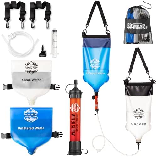Gravity Water Filtration System – 2 High Capacity Lightweight Hanging