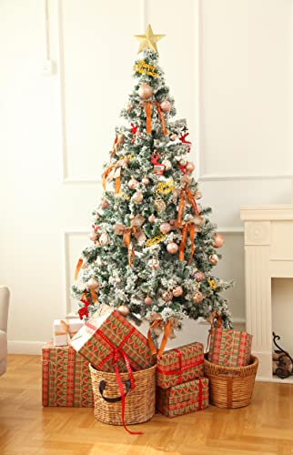 100 Pack Christmas Ball Ornaments Set Shatterproof Plastic Decorative Hanging Xmas Tree Glittering Balls Assorted With Hanging Rope Pendants Wedding Halloween Party Decoration #TOP1