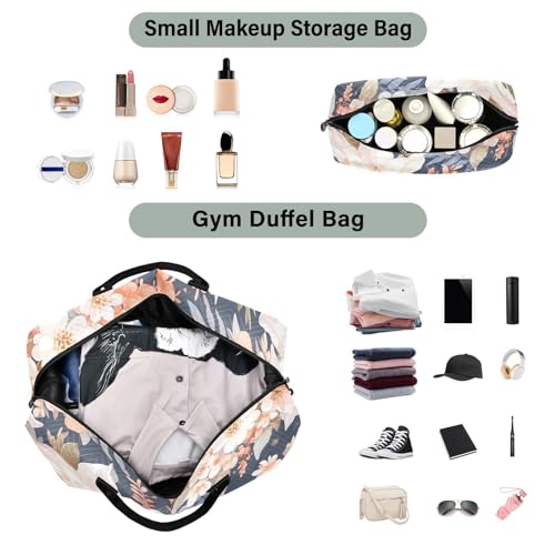 Large Travel Duffel Bag, Blooming Floral Sports Tote Gym Bag, Shoulder Weekender Overnight Bag for Women Men, Carry On Luggage with Toiletry Bags4