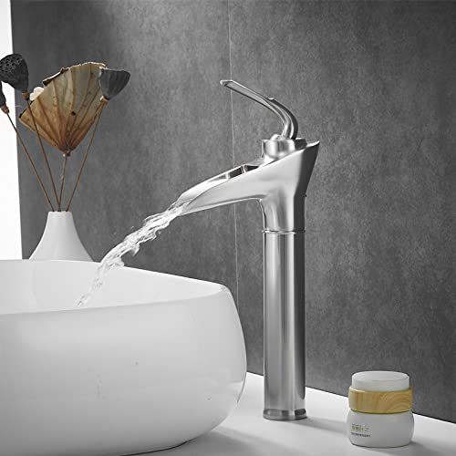 Robinet de mélangeur eau chaude froide avec bec de cascade pour vasque et bassin