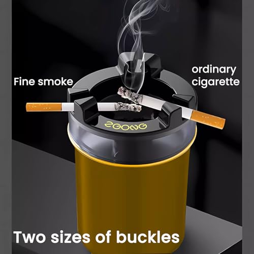 Image of Stainless Steel Ashtray with Water Tank - Quick Extinguishing, Windproof & Ash-Proof, Detachable & Easy to Clean Odor-Proof Design - for Indoor, Outdoor, Car, Office, and Home Use (Rose gold)