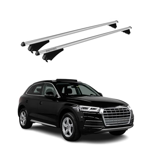 Menabo, Barre Portapacchi Trasversali Barre Portatutto, compatibili con Audi Q5 2017-2022, con certificazione TÜV, 2 pezzi, colore argento