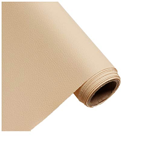 Tissu en cuir similicuir crème 1.6x2m épais pour tapisserie et DIY