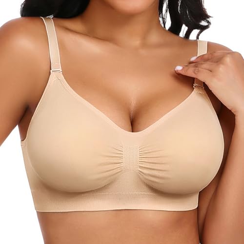 UMIPUBO Soutien Gorge sans Armature Soutien-Gorge Femme Brassiere Col en V Classiques Sexy Brassière avec Coussinets sans Coutures Push up Comfit Confort...