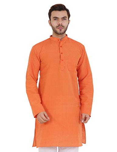 Image of LATEST CHIKAN Men's Cotton Blend Regular Striped Kurta