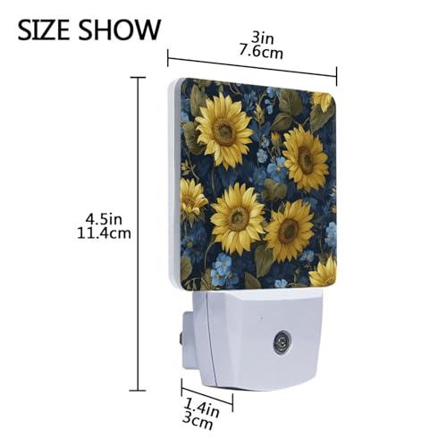 Lámpara de noche azul con girasoles y sensor automático miniatura 3