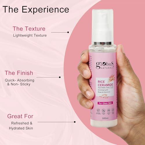 Image of Globus Naturals Rice Ceramide Ayurvedic Face Toner, Enriched with Green Tea and Vitamin E, For Glass Skin,100 ml