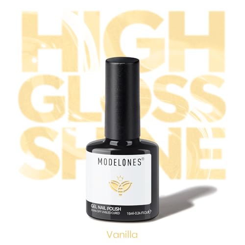 Image of modelones Pastel Yellow Gel Nail Polish Light Yellow Nail Poish Soak Off U V Nail Design Salon DIY Manicure 15 ML
