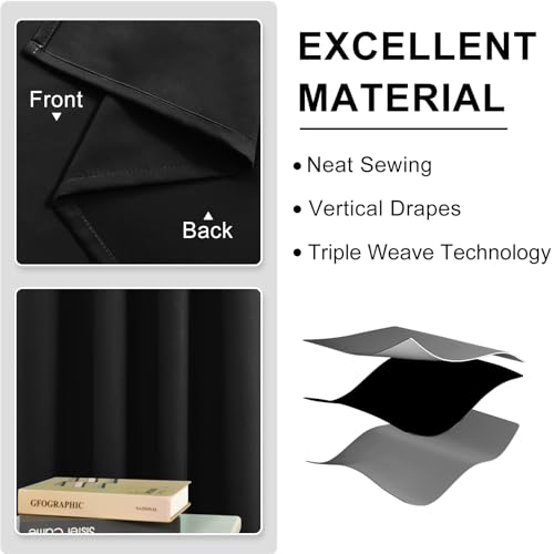 Image of DWCN Blackout Curtains for Bedroom Living Room 52 x 45 Inch 2 Panels Black