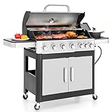 MFSTUDIO 6-Burner Propane Gas Grill, Stainless Steel BBQ...