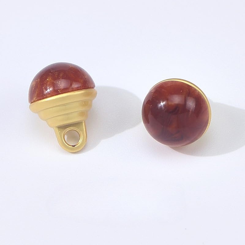 Guziki perłowe, 20 szt., 10 mm, krople wody, małe półokrągłe, gruszka, do wyrobu tkanin, guzik z żywicy na trzonku(Coffee)