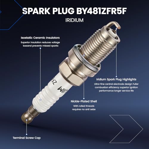 Image of Set of 4 UF557 Ignition Coil Pack and BY481ZFR5F Spark Plug Compatible with Dodge Journey Caliber Avenger Compass Patriot Sebring 200 1.8L 2.0L 2.4L L4 4606824AB 5C1644 C1587 GN10346