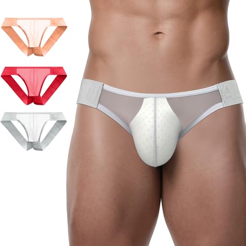 Men's Sexy Mesh Thongs Low Rise G String, Mens Seamless Open Bottom Underwear