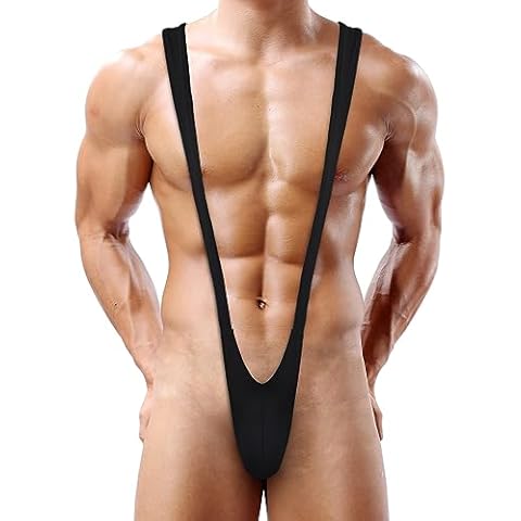 ROSVAJFY Men's V-String Suspender Bodysuit Cover
