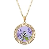 FodPand Women's Tit in Purple Hydrangea Diamond Necklace Round Pendant Necklace 19.7 Inch Adjustable Chain Memorial Necklaces for Friendship Couple Everyday Wear Jewelry Gift for Girlfriend Wife Mom