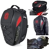 HHLUPUP 38L Motorcycle Tail Bag Seat Helmet Large Capacity Motorcycle Backpack Waterproof Luggage Bag Red