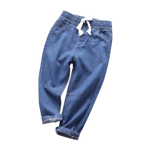Girls Boys Jeans Pants Kids Cotton Soft Denim Pants Casual Elastic Waisted Toddler Kids Cute Embroidery Print Jeans