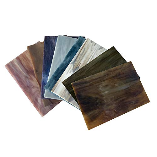 Haosum 8 Variety Pack Stained Glass Sheets, 4 X 6 Inch Art Glass Opaque,For Diy Mosaic Projects (Black/Grey) #TOP4