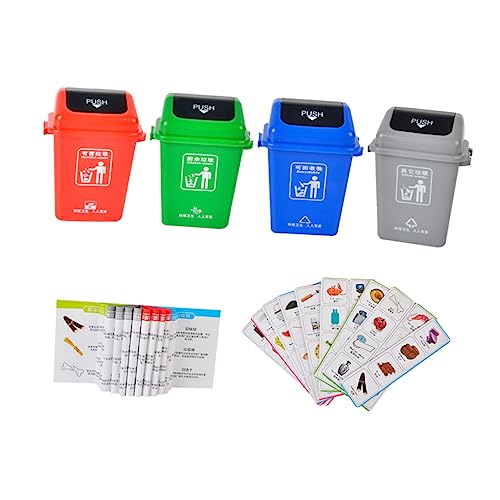 HOLIDYOYO 1 セット ゴミ分別おもちゃ ごみプレイセット ゴミとおもちゃのリサイクル ゴミイラストフラッシュカード Diy プラスチック、紙製品 幼児 パズル カテゴリーカード