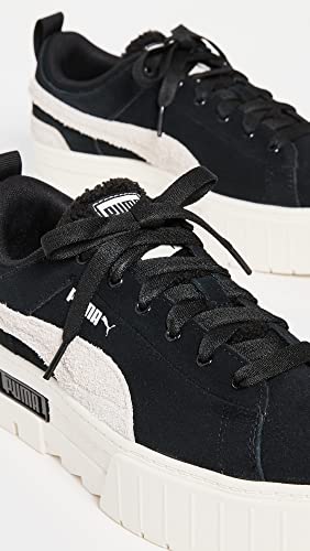 PUMA PUMA Women's Mayze Raw Teddy Sneakers, Puma Black, 9 Medium US