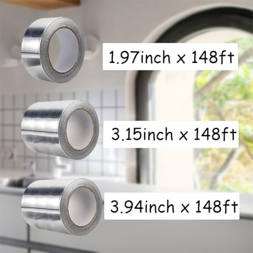 Image of No Backing Paper Aluminum Foil Tape, High Temperature Sealing and Patching 49 Yards, Duct Tape Heavy Duty, Adhesive Tape for HVAC, Air Ducts, Metal Repair, Foamboard, Insulation, Dryer Vent 3.94in