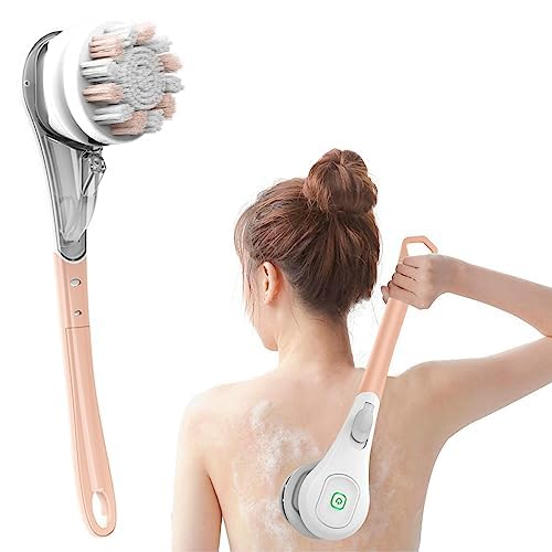 Cepillo eléctrico para la espalda 6 en 1, cepillo de ducha con 6 cabezales de limpieza multifuncionales, cepillo para el cuerpo, rotación de 360°, IPX7, resistente al agua, 3 velocidades, cepillo de
