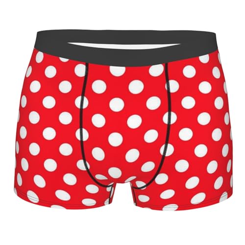 Men's Boxer Briefs in Soft Breathable Polyester with Moisture-Wicking Technology for All-Day Comfort, White Red Polka Dots, Ideal for Gym and Daily Activities