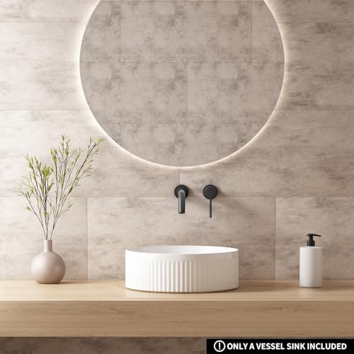 Évier de salle de bain rond en céramique blanche de 35cm pour vasque à poser - 3