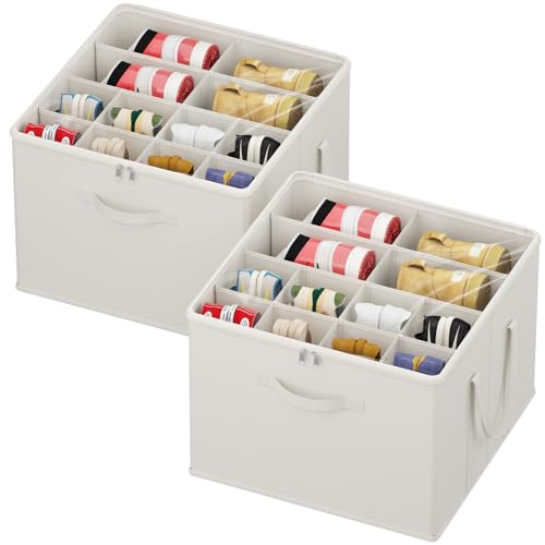 Lifewit Organizador Zapatos para Armario, Almacenaje de Zapatos para 12 16 Pares, Caja con Tapa Plegable con Cubierta, Shoe Organizer, Blanco, Pack de 2 para 24 32 Pares