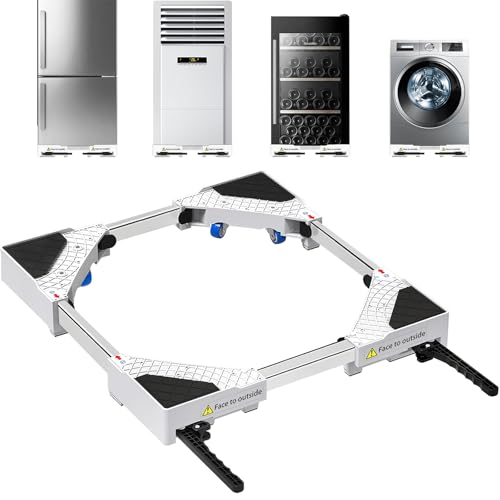 NIUXX Universel Socle Lave Linge Avec Roulettes Pivotantes à 360° pour une Manœuvre sans Effort, Fonction Anti-Vibrations, Freins Réglables, Taille...