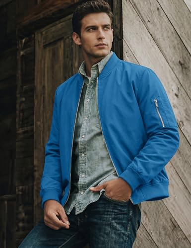 Image of TACVASEN Men's Lightweight Jacket Casual Spring Fall Windbreaker Bomber Zip Up Coat with Pocket