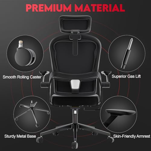 Laojawbow EC-218A-B-BK-FBA Ergonomic Office Chair - 500Lb Comfy Desk Chairs With Headrest And Lumbar Back Support thumb #5