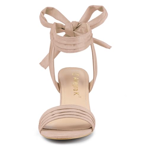 Image of Allegra K Women's Open Toe Ankle Tie Back Block Heels Sandals
