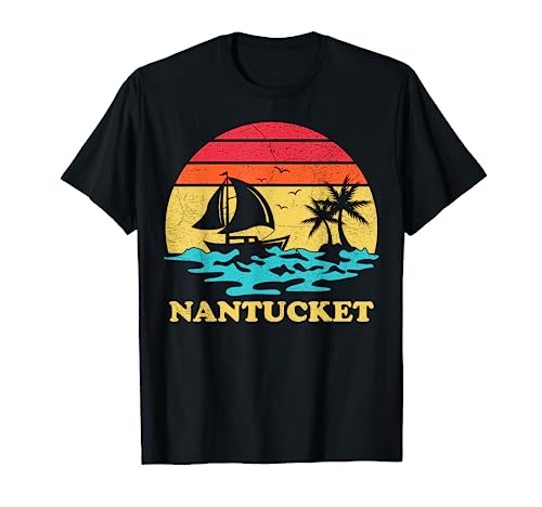 Sailing nantucket massachusetts vintage boating sail boat t-shirt